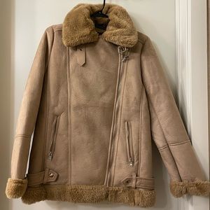 Stradivarius Aviator Jacket in Camel